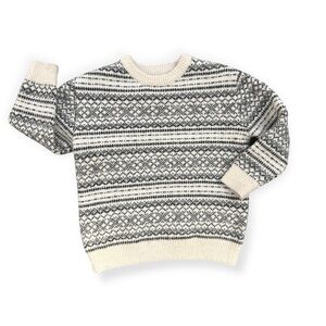 ZARA Kids Cream and Black Fair Isle Sweater Size 6-7